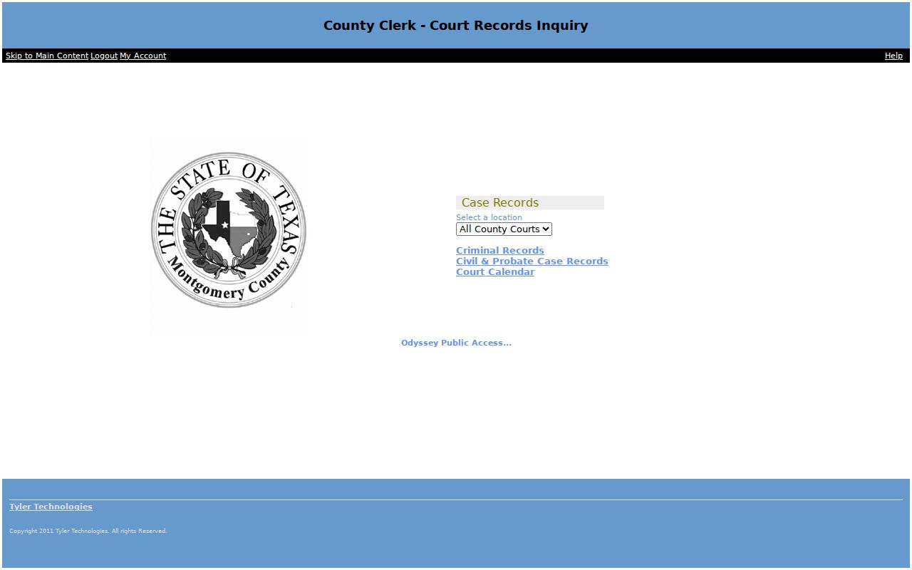 Montgomery County court docket Odyssey access choices